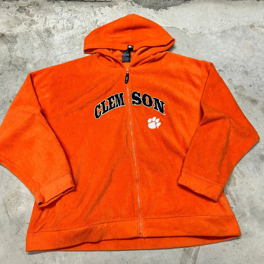 Clemson Tigers Starter NCAA Fleece Hoodie‎ Full Zip Orange Mens 2XL
